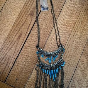 NWT Gen 3 Women’s Tassel Beaded Necklace Turquoise Native Flapper jewelry BOHO